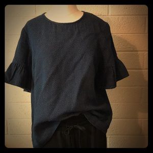 Jcrew dark chambray pindot top